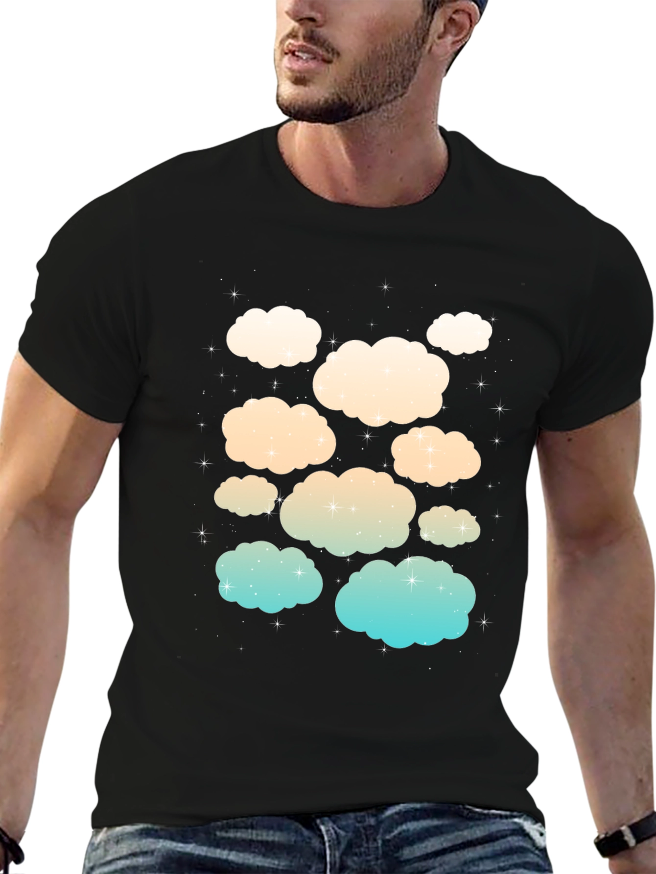 Cloud Print Black T-Shirt