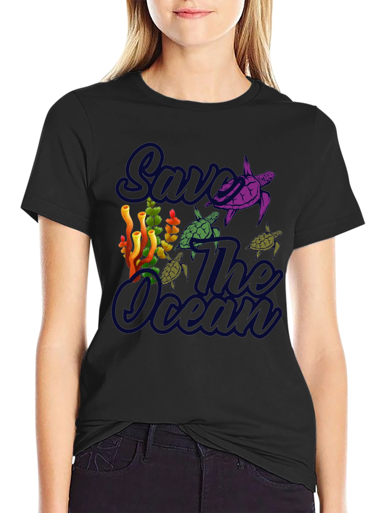 Save the Ocean Turtle Graphic T-Shirt