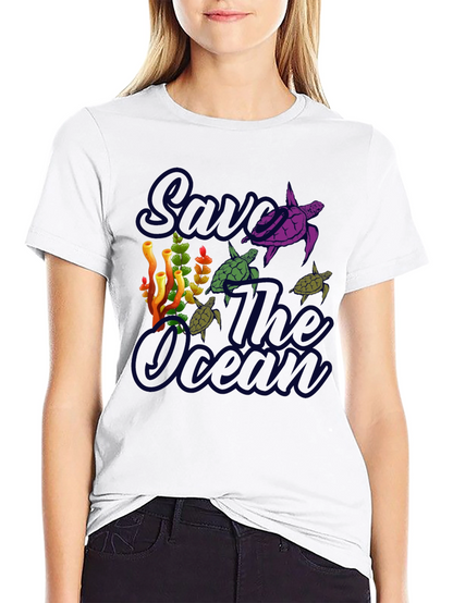 Save the Ocean Turtle Graphic T-Shirt