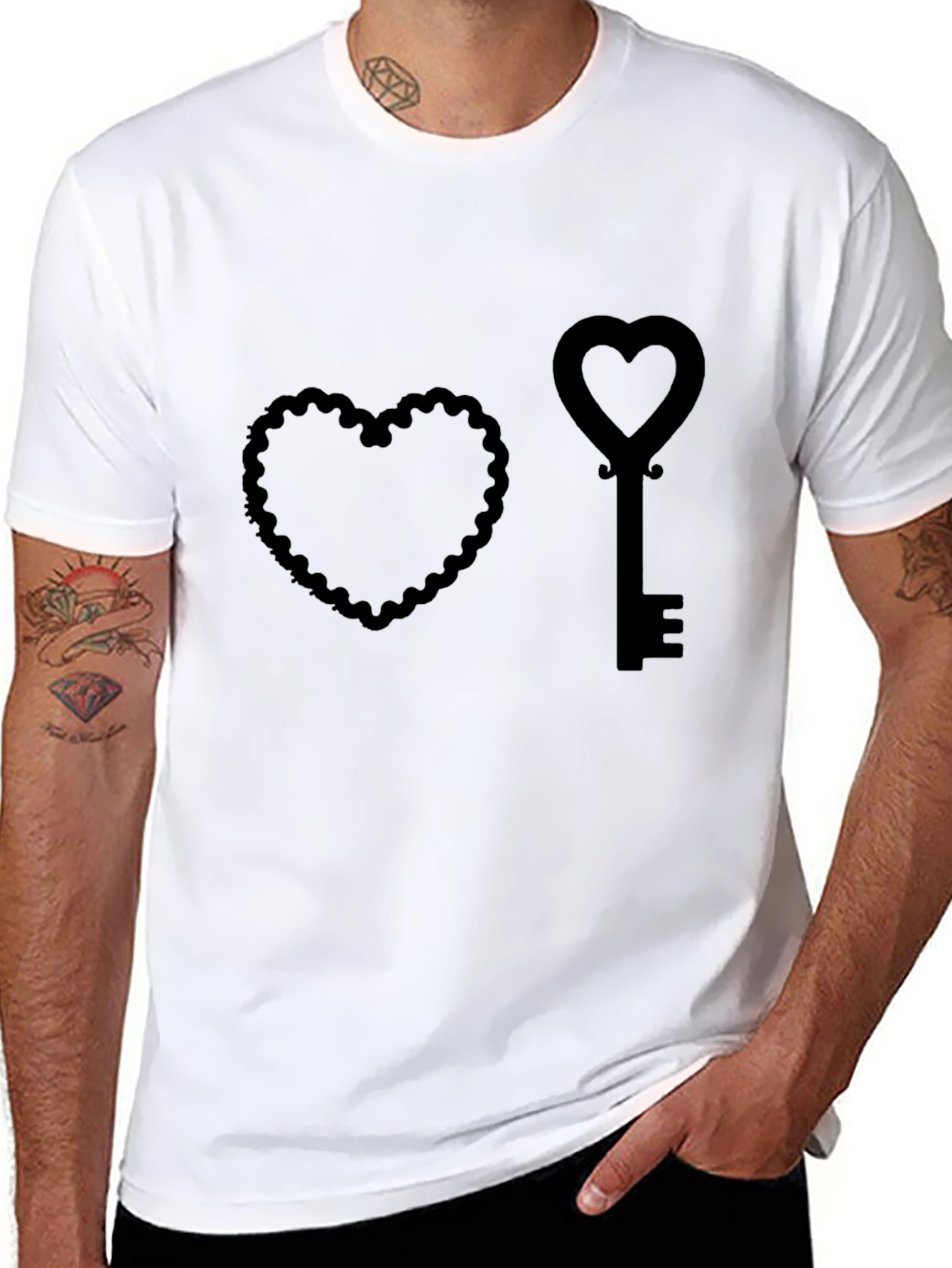 Heart & Key Graphic Tee - Unlock Your Style
