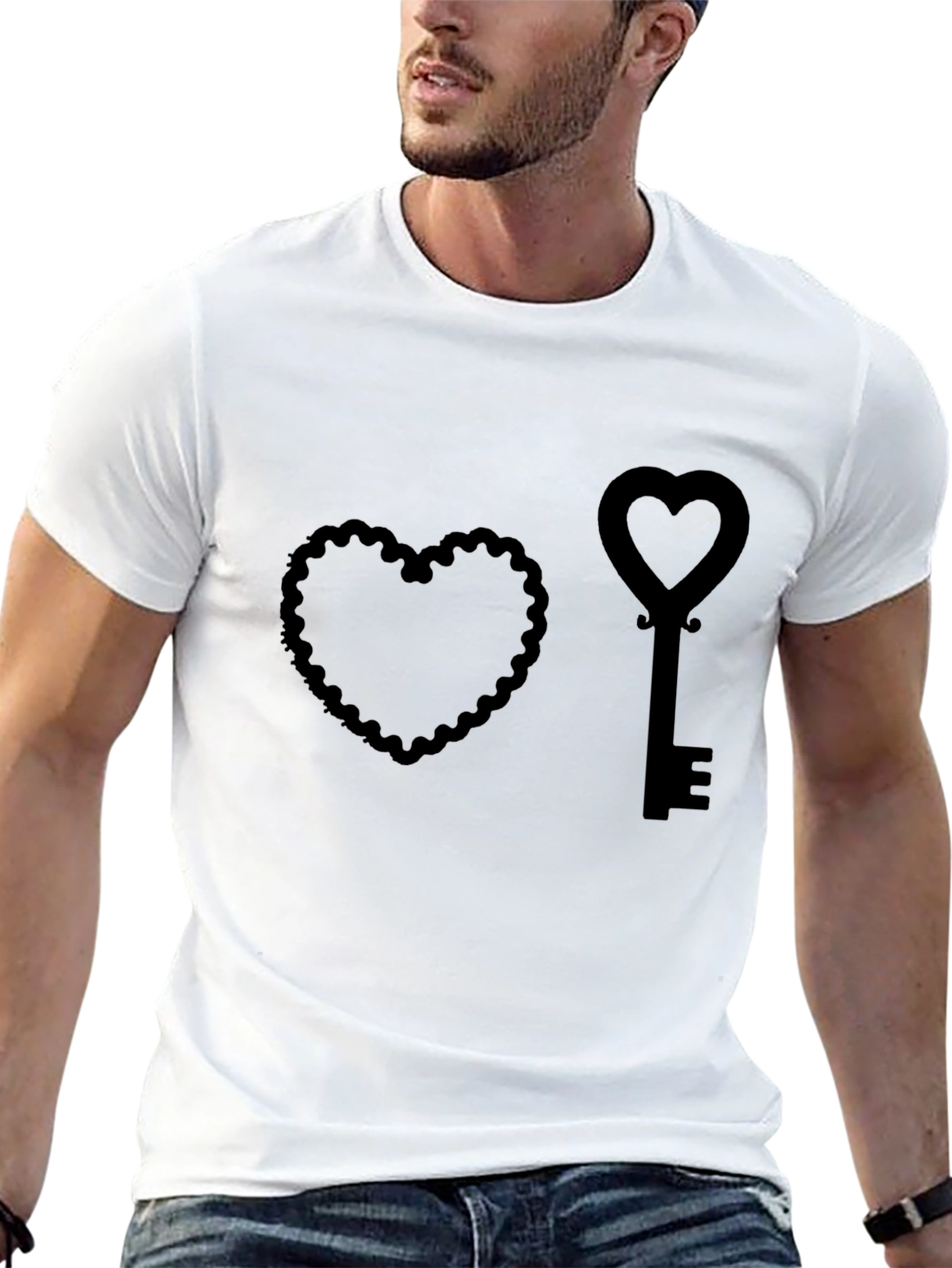 Heart & Key Graphic Tee - Unlock Your Style