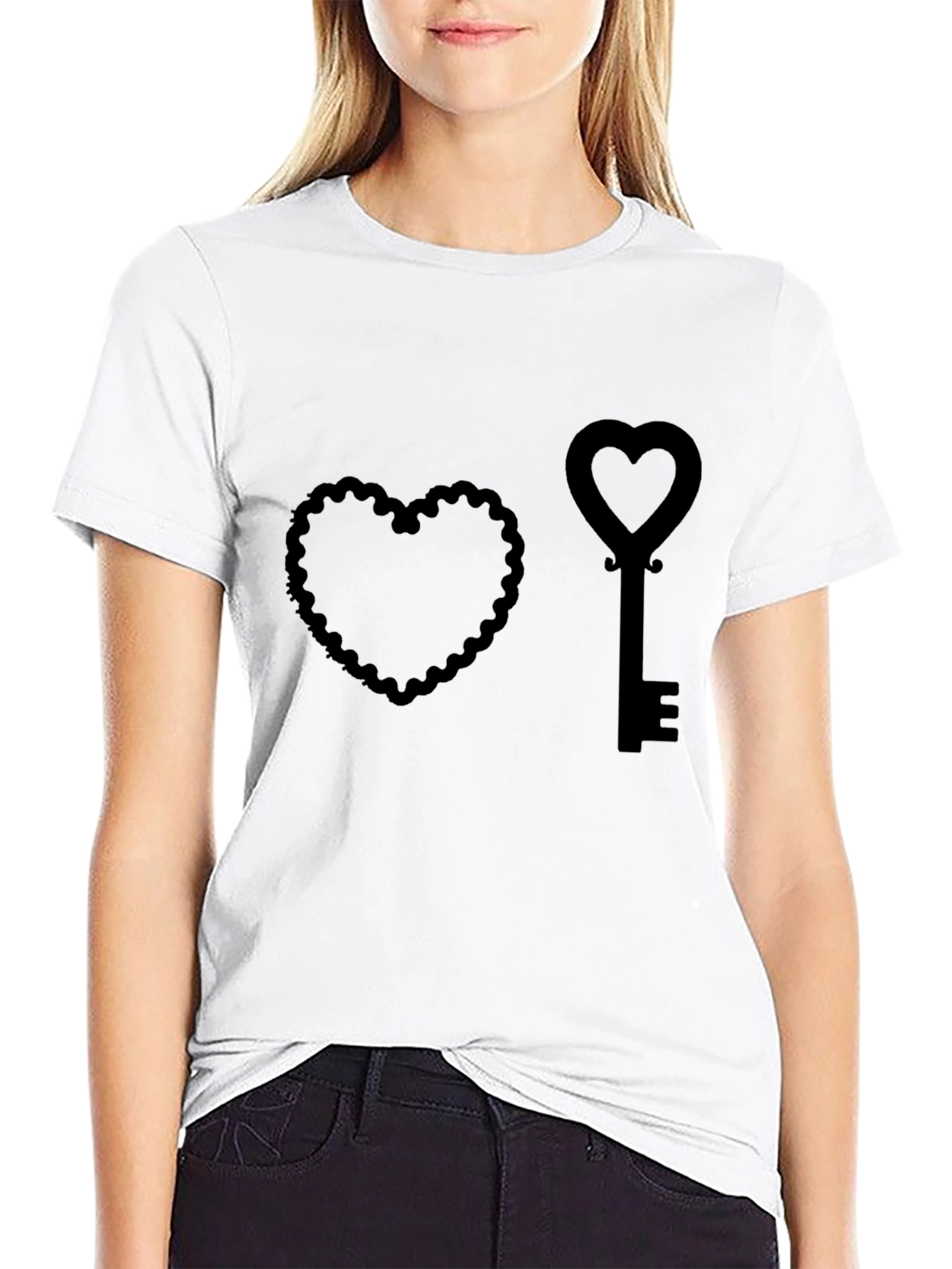 Heart & Key Graphic Tee - Unlock Your Style