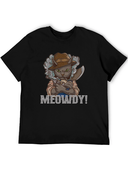 Meowdy Cat Cowboy T-Shirt - Black