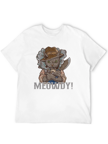 Meowdy Cat Cowboy T-Shirt - Black