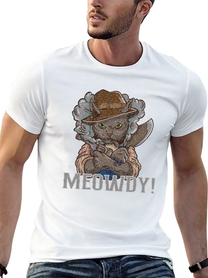 Meowdy Cat Cowboy T-Shirt - Black