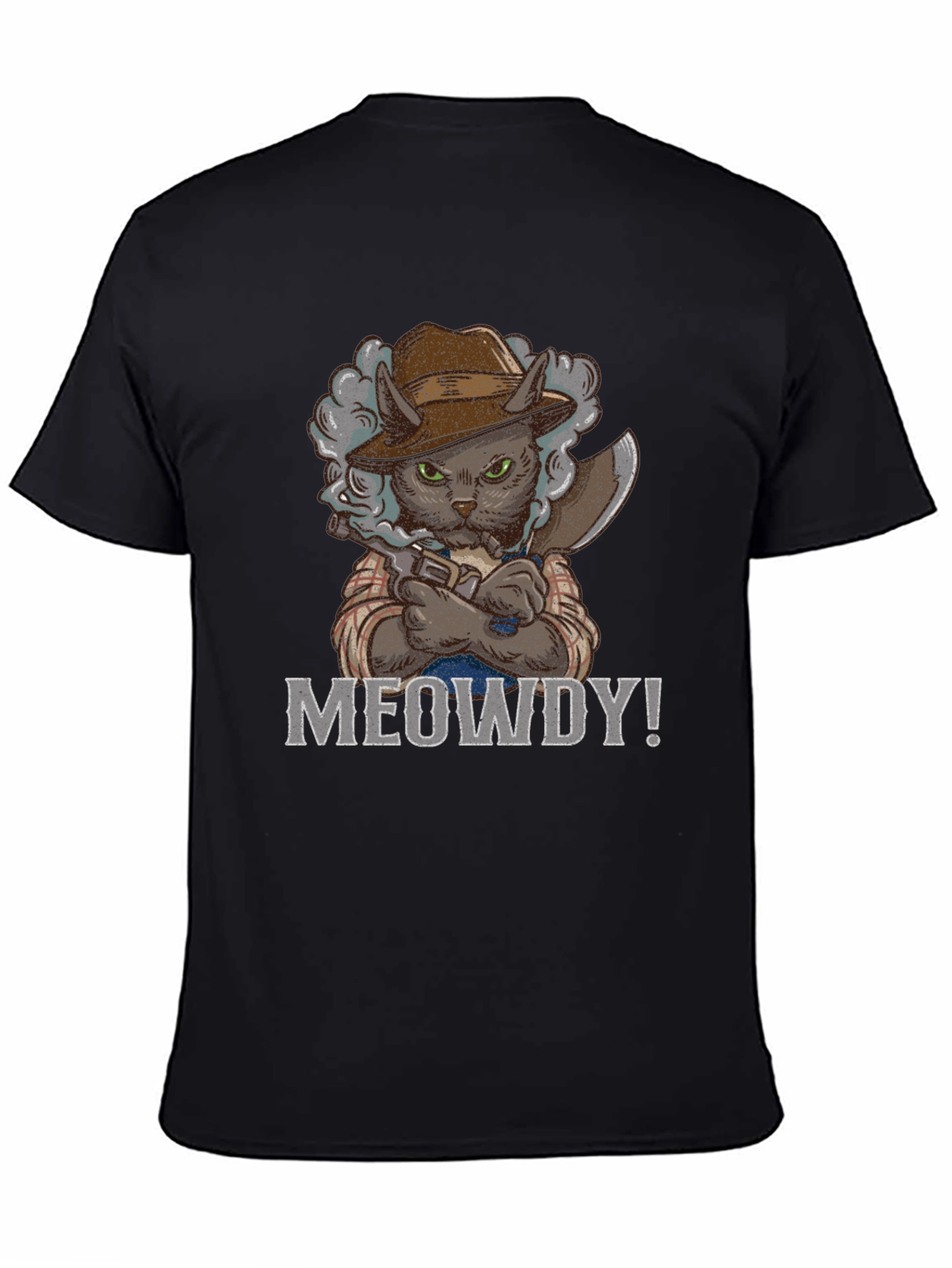Meowdy Cat Cowboy T-Shirt - Black
