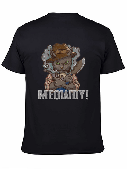 Meowdy Cat Cowboy T-Shirt - Black