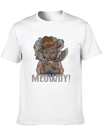 Meowdy Cat Cowboy T-Shirt - Black