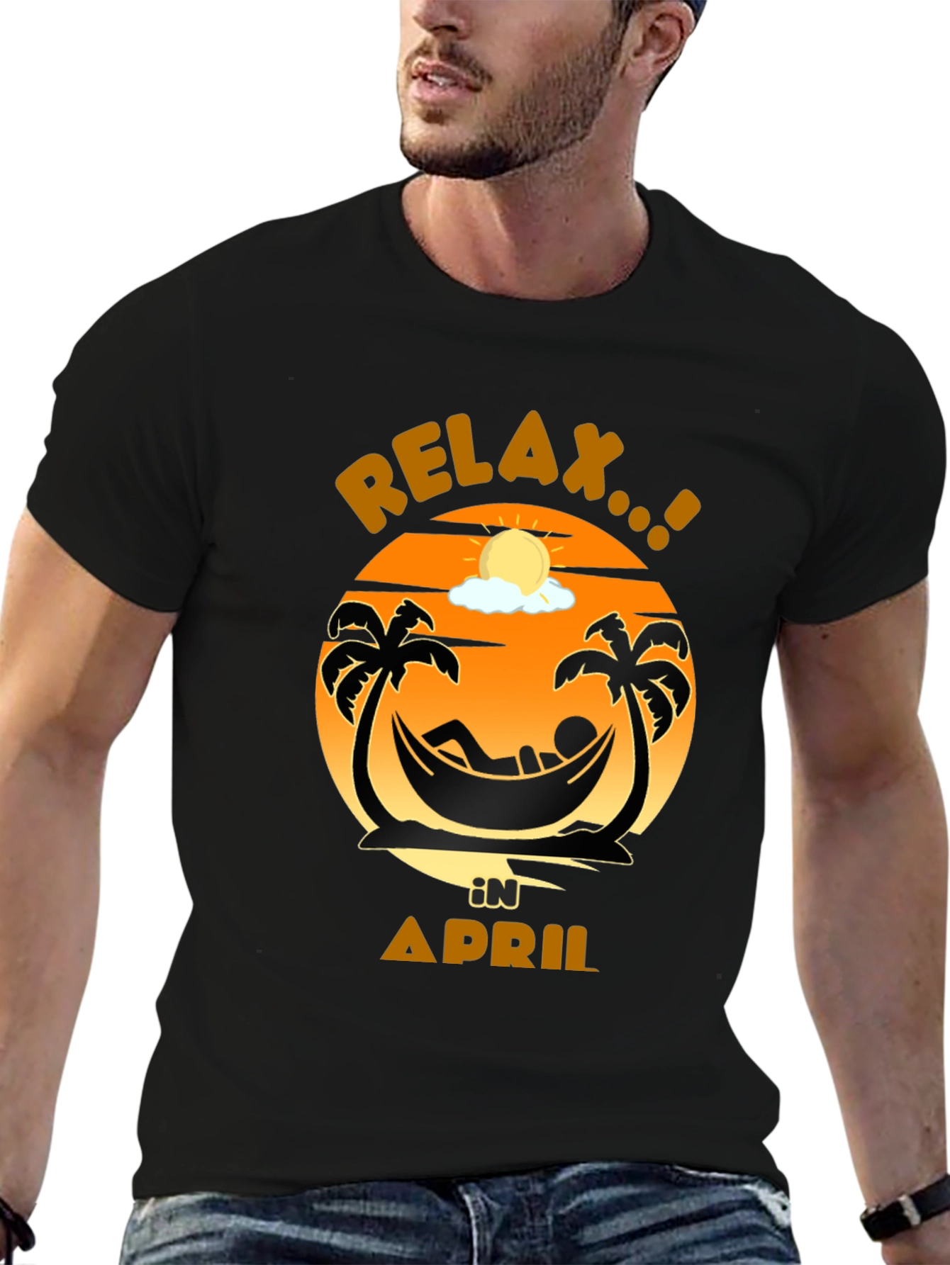 Relax in April Palm Tree Hammock Graphic Tee