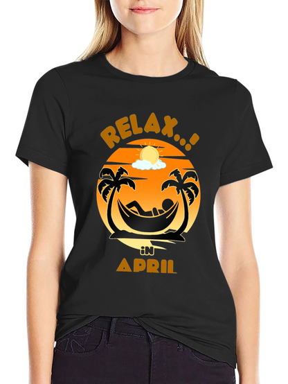 Relax in April Palm Tree Hammock Graphic Tee