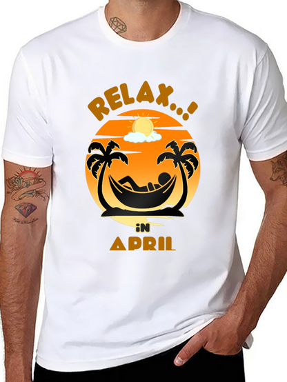Relax in April Palm Tree Hammock Graphic Tee