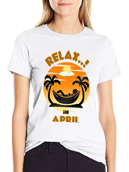 Relax in April Palm Tree Hammock Graphic Tee