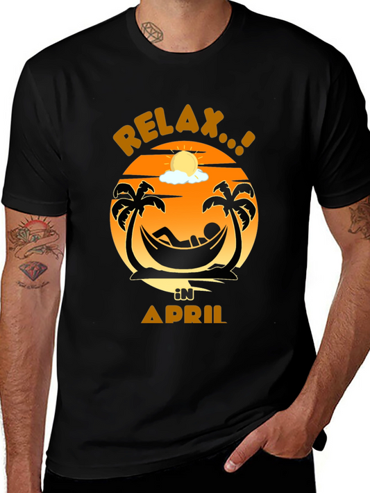 Relax in April Palm Tree Hammock Graphic Tee