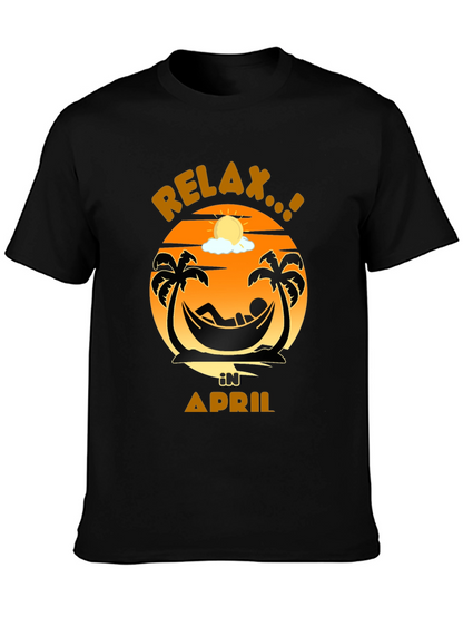Relax in April Palm Tree Hammock Graphic Tee