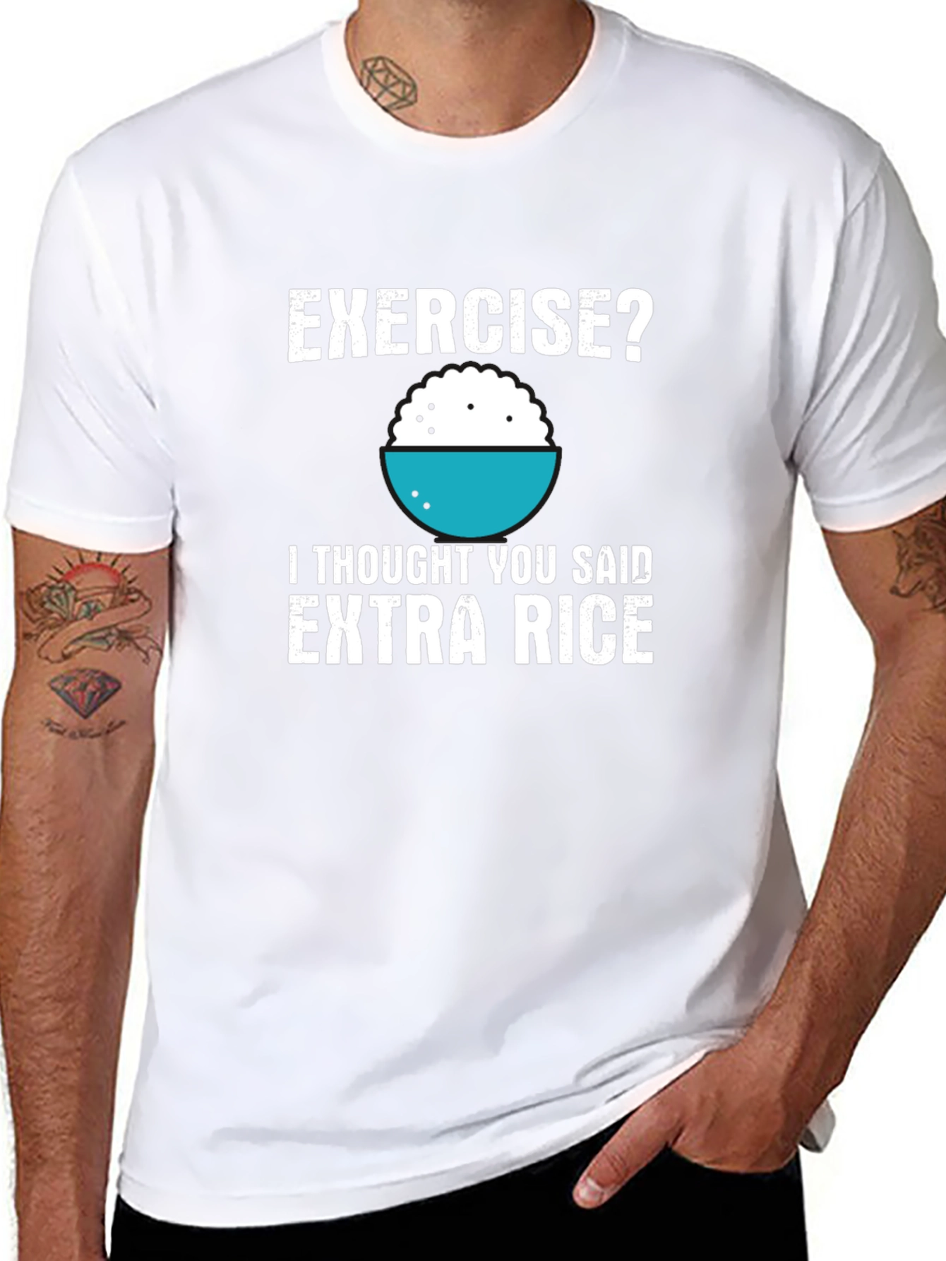Exercise? Extra Rice T-Shirt Funny Foodie Shirt