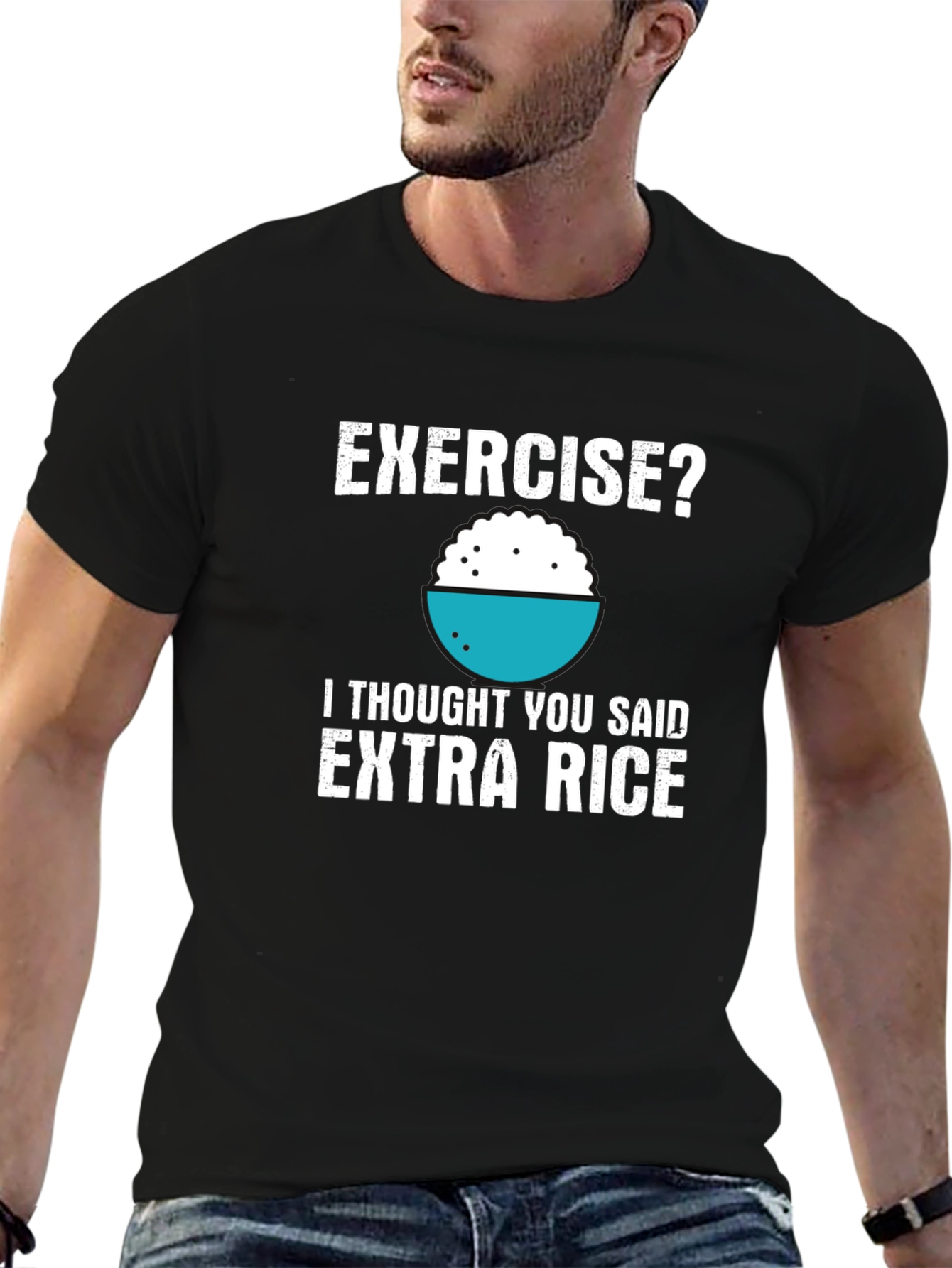 Exercise? Extra Rice T-Shirt Funny Foodie Shirt