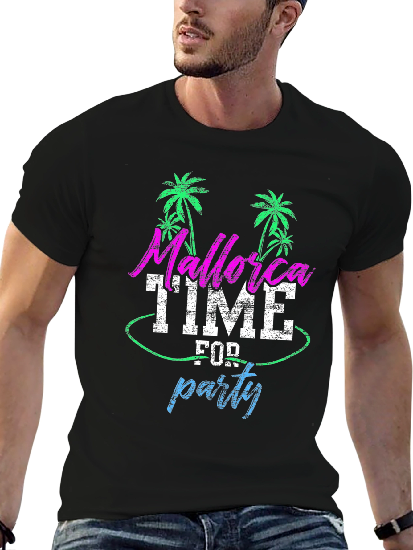 Mallorca Party Time Mens Black T-Shirt