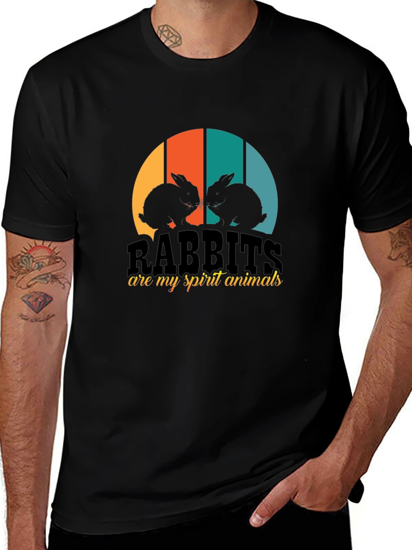 Rabbits Are My Spirit Animals Black T-Shirt