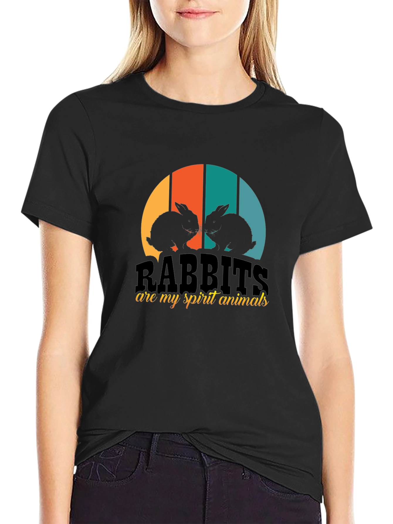 Rabbits Are My Spirit Animals Black T-Shirt