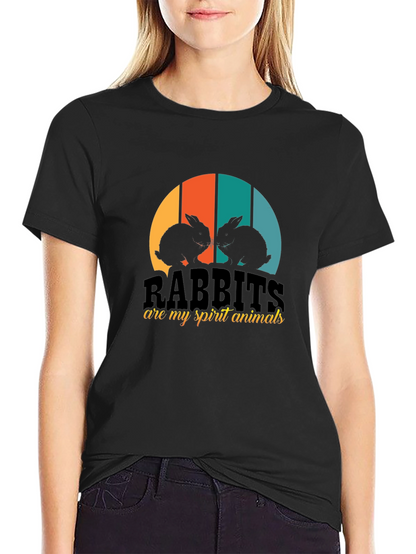 Rabbits Are My Spirit Animals Black T-Shirt