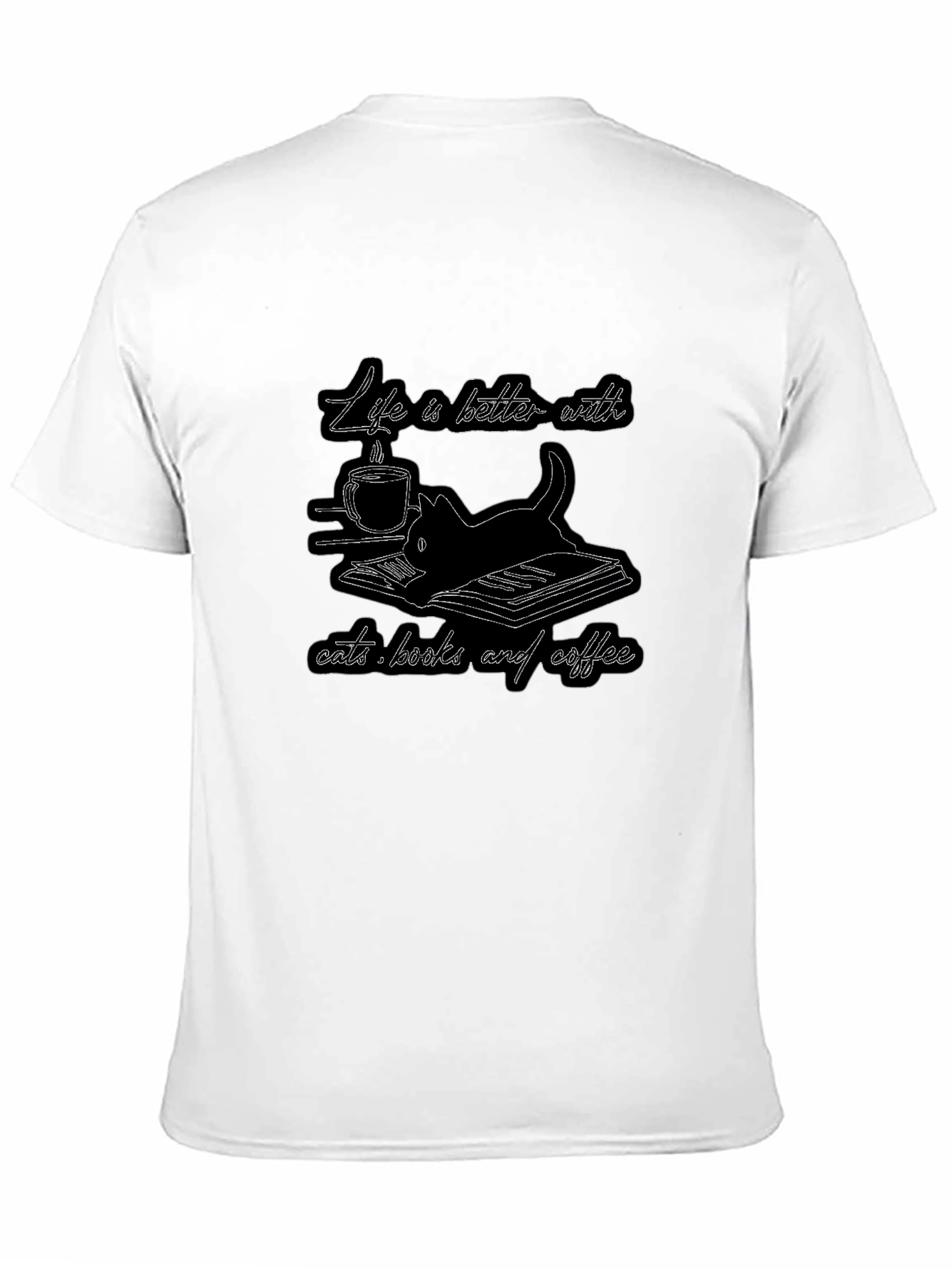 Life is Better with Cats Books and Coffee T-Shirt