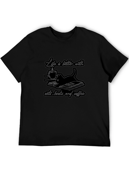 Life is Better with Cats Books and Coffee T-Shirt