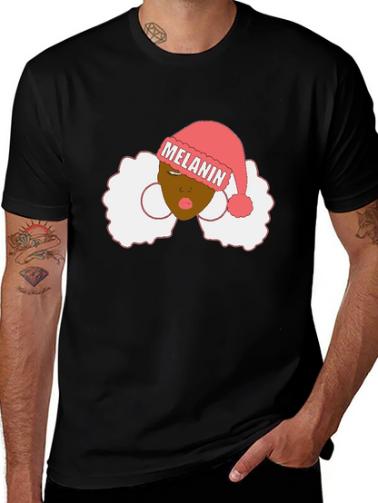 Melanin Santa Hat Black Graphic Tee