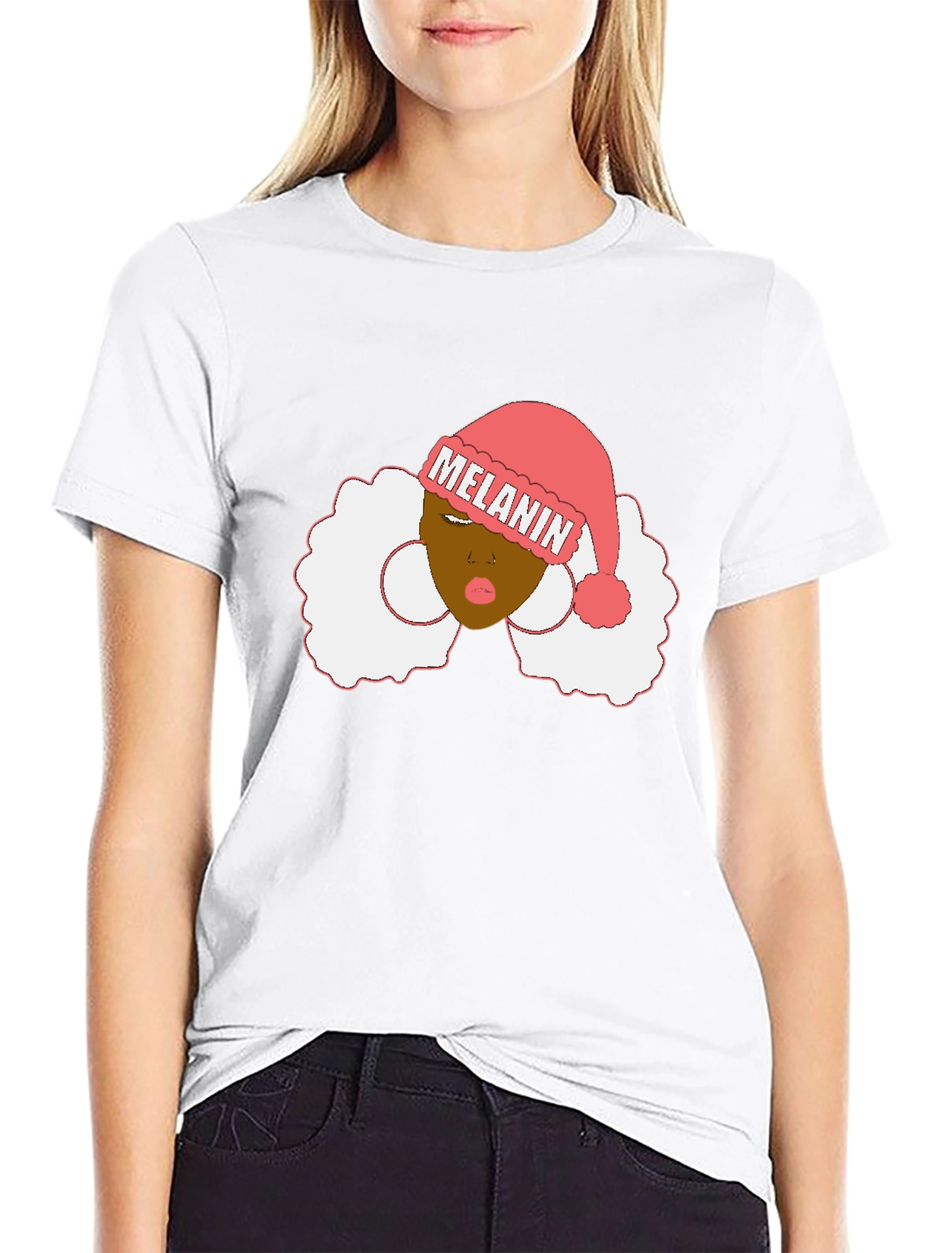 Melanin Santa Hat Black Graphic Tee