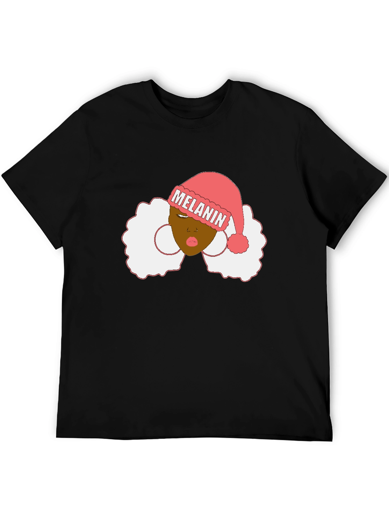 Melanin Santa Hat Black Graphic Tee