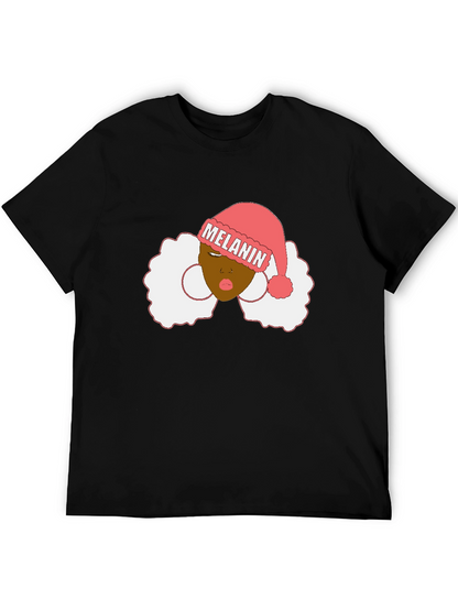 Melanin Santa Hat Black Graphic Tee