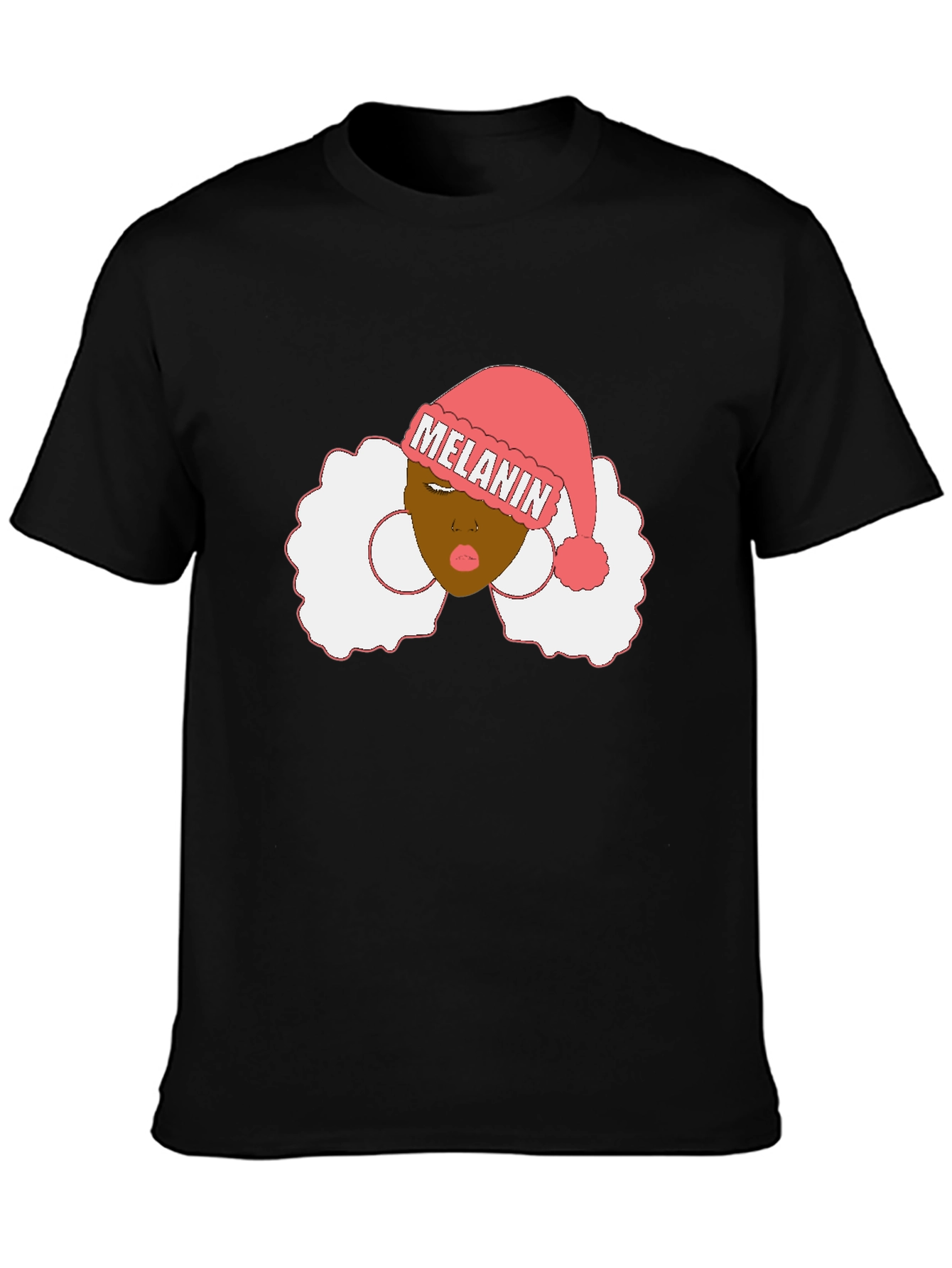 Melanin Santa Hat Black Graphic Tee