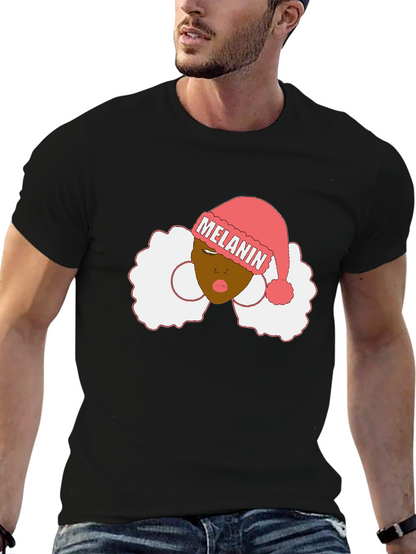 Melanin Santa Hat Black Graphic Tee