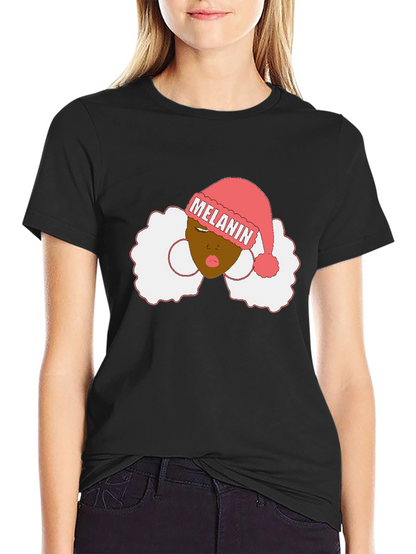 Melanin Santa Hat Black Graphic Tee