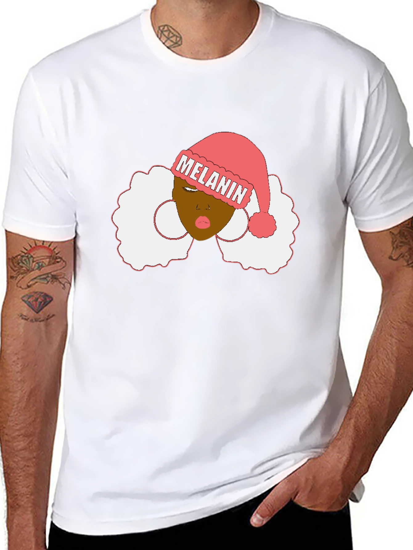 Melanin Santa Hat Black Graphic Tee