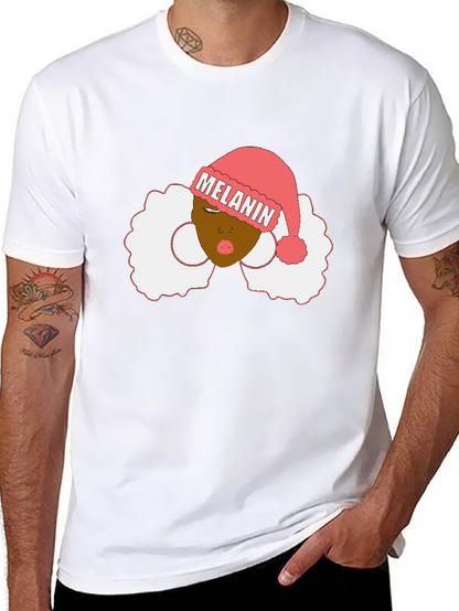 Melanin Santa Hat Black Graphic Tee