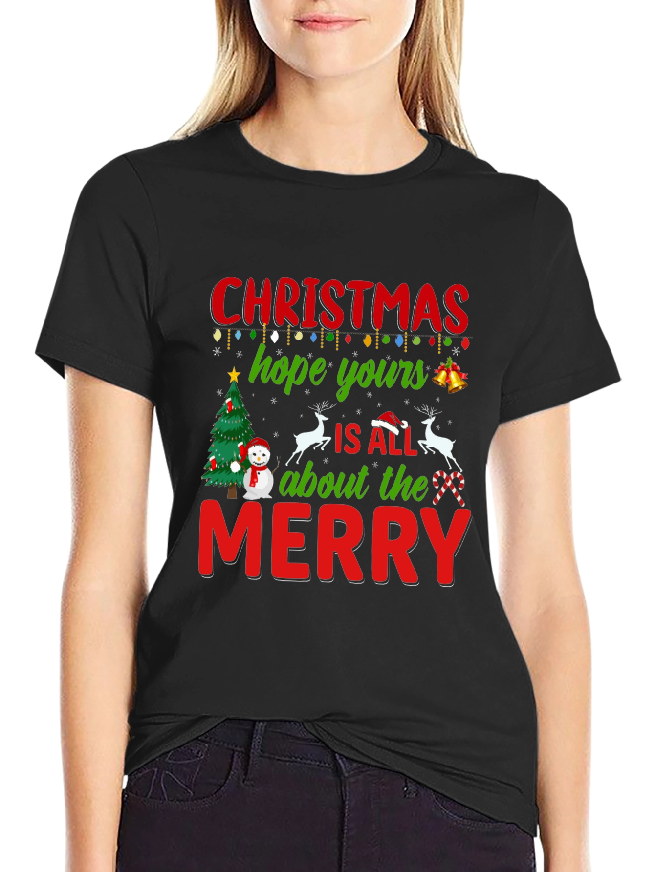 Festive Christmas Hope Yours Merry Graphic Tee