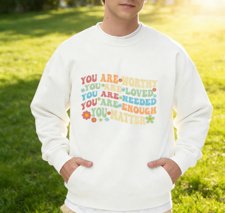 Retro Positive Vibes Typography Pullover