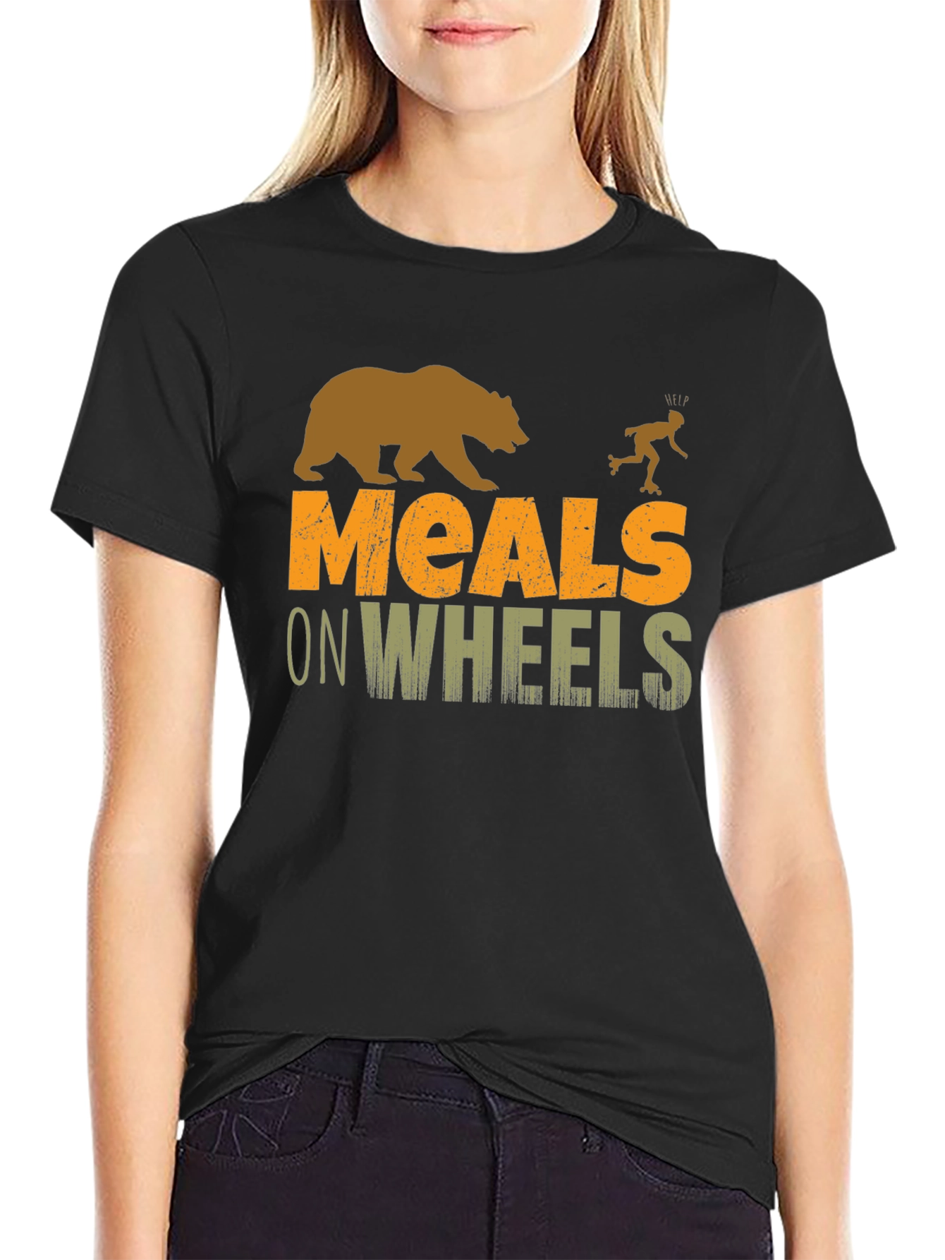 Meals on Wheels Bear Humor Graphic T-Shirt