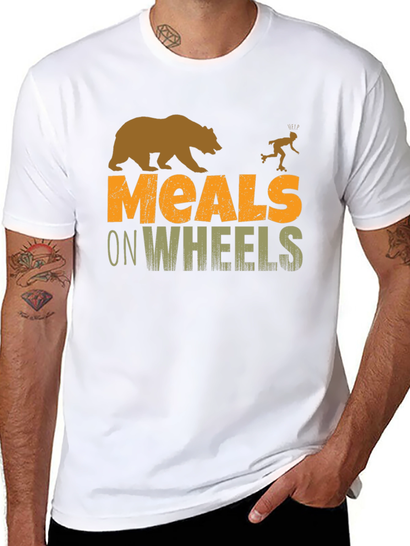 Meals on Wheels Bear Humor Graphic T-Shirt