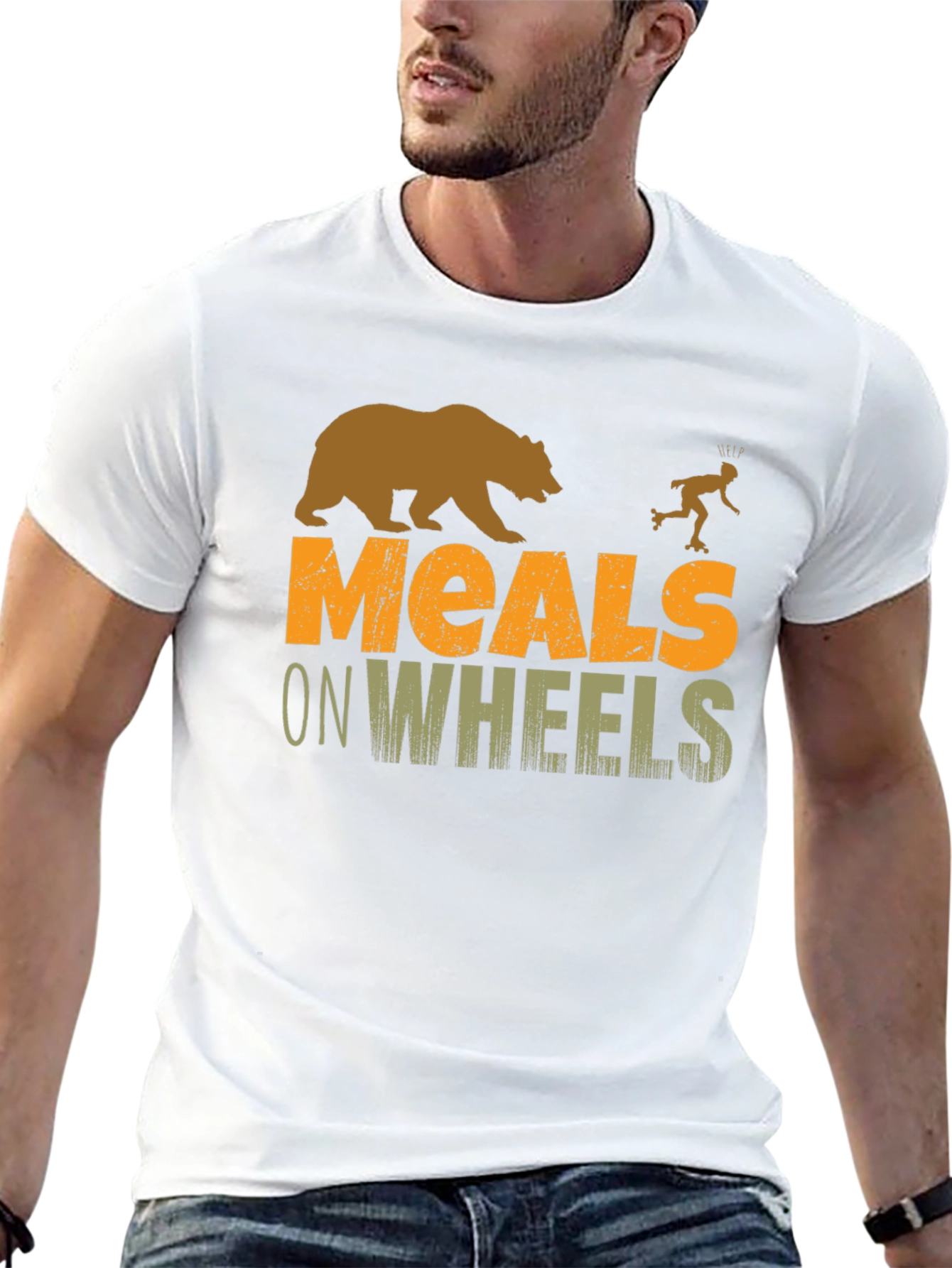 Meals on Wheels Bear Humor Graphic T-Shirt