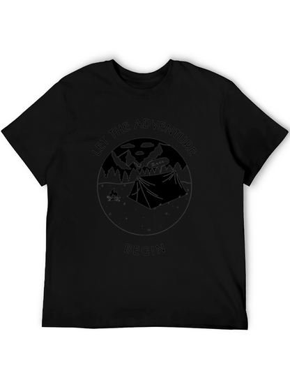 Let the Adventure Begin Black Graphic T-Shirt