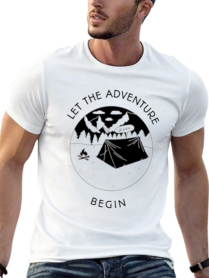 Let the Adventure Begin Black Graphic T-Shirt