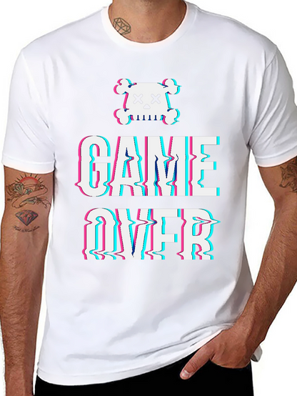Game Over Skull Graphic Tee - Black