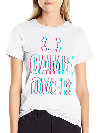 Game Over Skull Graphic Tee - Black