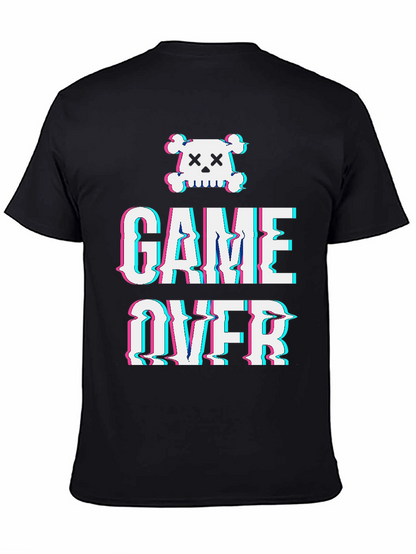 Game Over Skull Graphic Tee - Black