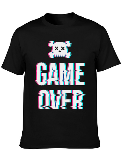 Game Over Skull Graphic Tee - Black