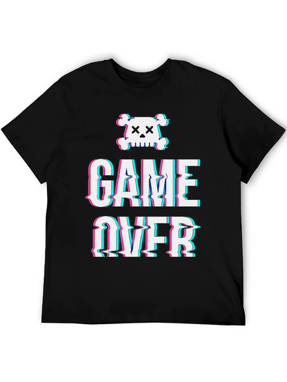 Game Over Skull Graphic Tee - Black