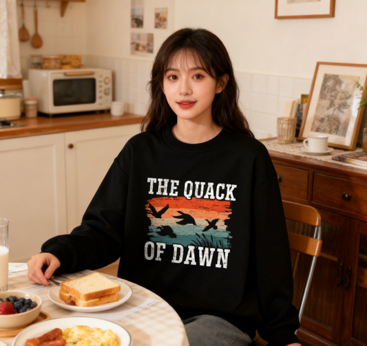 Retro Sunset Duck "The Quack of Dawn" Graphic Crewneck