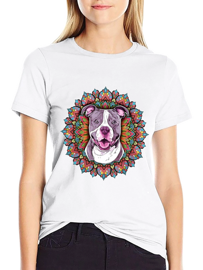 Pitbull Mandala Graphic Tee - Stylish Dog Lover Shirt