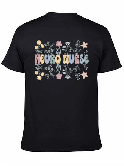 Neuro Nurse Floral T-Shirt - Black Cotton Tee